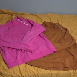J. Crew Pink and Brown Buttoned Tops